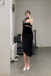 Un Morceau elastic lace sloping half skirt UM231XZ12 black PUM40